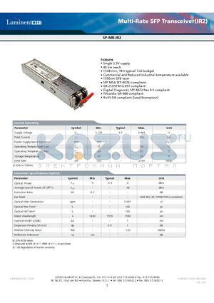 SP-MR-IR2-CDA datasheet - Multi-Rate SFP Transceiver(IR2)