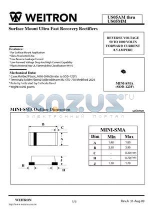 US05AM_09 datasheet - Surface Mount Ultra Fast Recovery Rectifiers