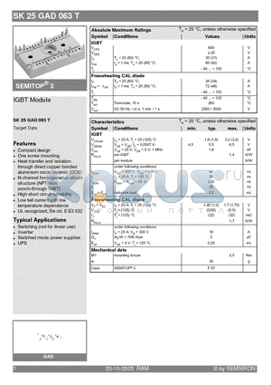 SK25GAD063T datasheet - IGBT Module