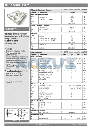 SK25DGDL126T_09 datasheet - 3-phase bridge rectifier  brake chopper  3-phase bridge inverter