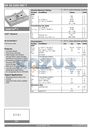 SK25GAD063T_06 datasheet - IGBT Module