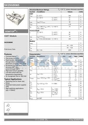 SK25GB065_06 datasheet - IGBT Module