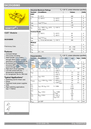 SK25GB065_08 datasheet - IGBT Module