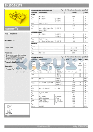 SK25GB12T4 datasheet - IGBT Module