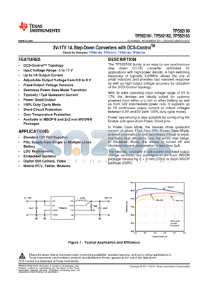 TPS62160 datasheet - 3V-17V 1A Step-Down Converters with DCS-ControlTM