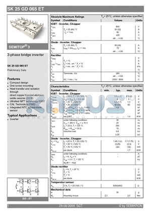 SK25GD065ET datasheet - 3-phase bridge inverter