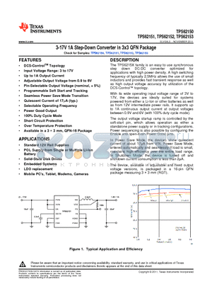 TPS62152RGT datasheet - 3-17V 1A Step-Down Converter in 3x3 QFN Package