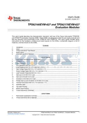 TPS62160DSG datasheet - TPS62160EVM-627 and TPS62170EVM-627 Evaluation Modules