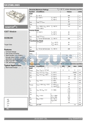 SK25MLI065 datasheet - IGBT Module