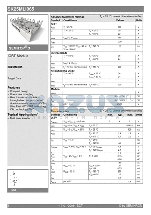 SK25MLI065 datasheet - IGBT Module