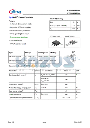 SP0002-19056 datasheet - OptiMOS^ Power-Transistor