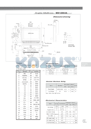WX12864A datasheet - Graphic 128 x 64 dots