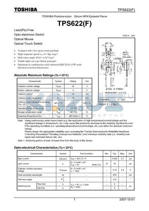 TPS622 datasheet - Silicon NPN Epitaxial Planar