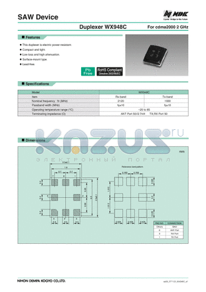 WX948C datasheet - SAW Device For cdma2000 2 GHz