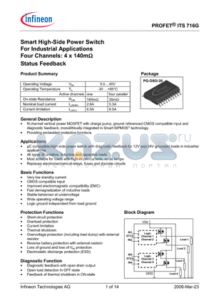SP000219534 datasheet - Smart High-Side Power Switch For Industrial Applications Four Channels: 4 x 140m