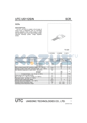 US112N datasheet - Suitable to fit all modes of control Found in applications such as Overvoltage crowbar protection