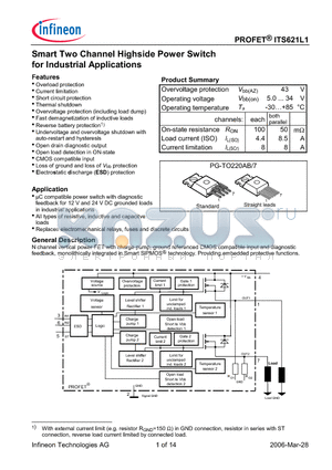 SP000221224 datasheet - Smart Two Channel Highside Power Switch for Industrial Applications