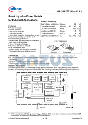 SP000221227 datasheet - Smart Highside Power Switch for Industrial Applications