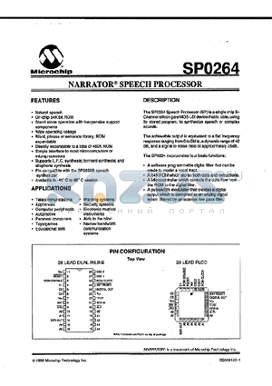 SP0264-IJ datasheet - NARRATOR SPEECH PROCESSOR