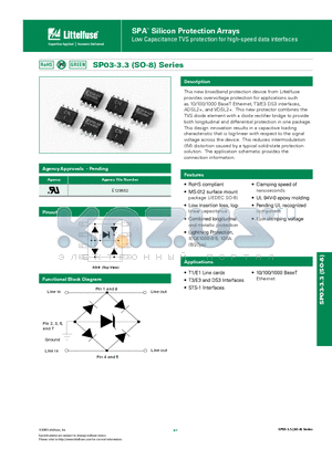 SP0333 datasheet - SPA Silicon Protection Arrays Low Capacitance TVS protection for high-speed data interfaces