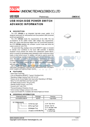 US1528 datasheet - USB HIGH-SIDE POWER SWITCH ADVANCE INFORMATION