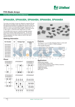 SP0505BAJT datasheet - TVS Diode Arrays - Surface Mount TVS Avalanche Diode Array