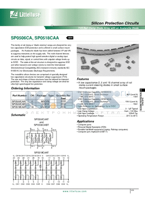 SP0506CAAT datasheet - Silicon Protection Circuits - TVS Rail Clamp Diode Array with an Avalanche Diode