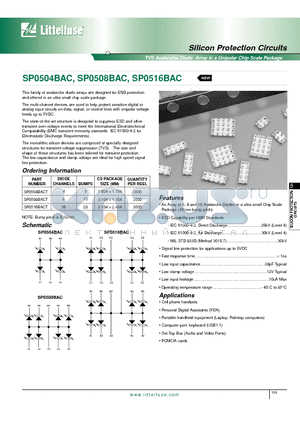 SP0508BACT datasheet - Silicon Protection Circuits - TVS Avalanche Diode Array in a Unipolar Chip Scale Package