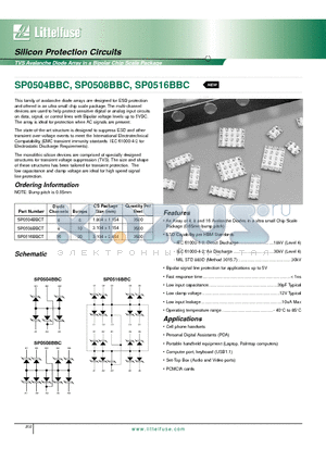 SP0508BBCT datasheet - SP0504BBCT - TVS Avalanche Diode Array in a Bipolar Chip Scale Package