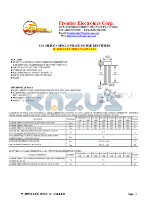 W-01M-LFR datasheet - 1.5A SILICON SINGLE-PHASE BRIDGE RECTIFIERS