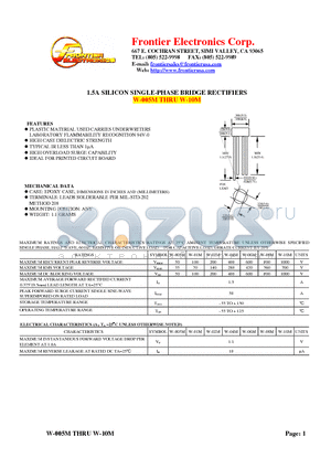 W-02M datasheet - 1.5A SILICON SINGLE-PHASE BRIDGE RECTIFIERS