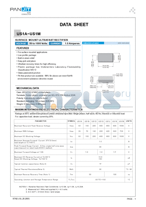 US1A_05 datasheet - SURFACE MOUNT ULTRAFAST RECTIFIER