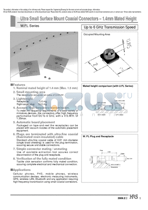 W.FL-R-SMT-110 datasheet - Ultra Small Surface Mount Coaxial Connectors - 1.4mm Mated Height