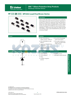 SP1003_10 datasheet - SPA Silicon Protection Array Products ESD/Surge Protection Devices