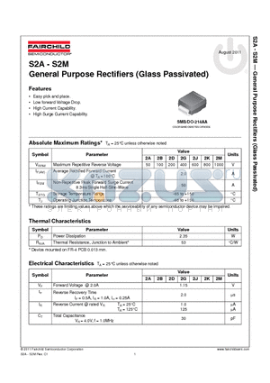 S2A_11 datasheet - General Purpose Rectifiers (Glass Passivated)