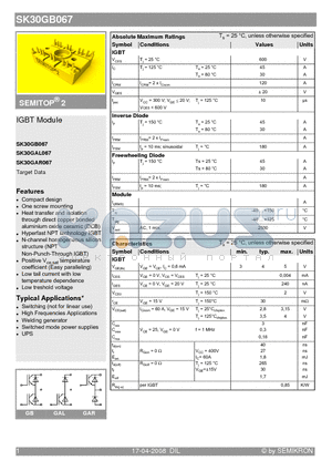 SK30GAL067 datasheet - IGBT Module