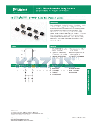 SP1004 datasheet - 5pF Bidirectional TVS Array for ESD Protection