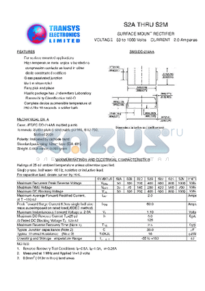 S2B datasheet - SURFACE MOUNT RECTIFIER