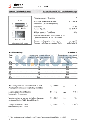 S2B datasheet - Surface Mount Si-Rectifiers