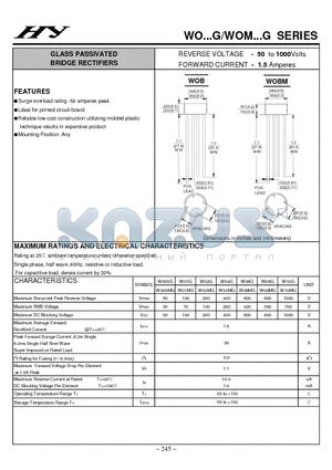 W005G datasheet - GLASS PASSIVATED BRIDGE RECTIFIERS