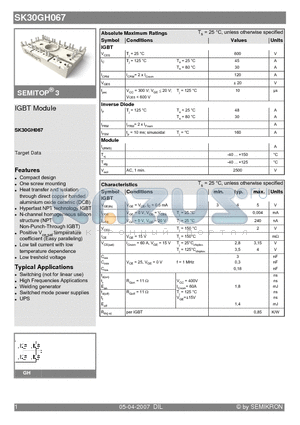 SK30GH067_07 datasheet - IGBT Module