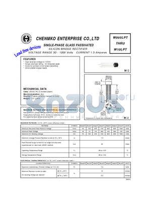 W005LPT datasheet - SILICON BRIDGE RECTIFIER