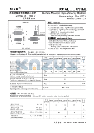 US1BL datasheet - Surface Mounted High-efficiency Rectifier Reverse Voltage 50 --- 1000 V Forward Current 1.0 A