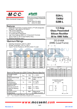 S2B-L datasheet - 1.5 Amp Glass Passivated Silicon Rectifier 50 to 1000 Volts