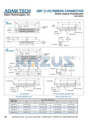 S2B-SR-14 datasheet - .050 [1.27] RIBBON CONNECTOR RIGHT ANGLE PCB MOUNT