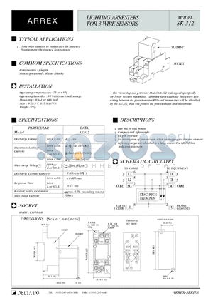 SK312 datasheet - LIGHTING ARRESTERS FOR 3-WIRE SENSORS