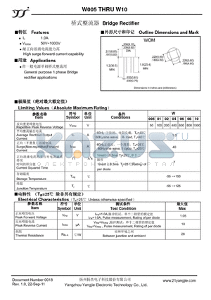 W005_11 datasheet - Bridge Rectifier