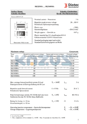 SK310SMA datasheet - Surface Mount Schottky-Rectifiers