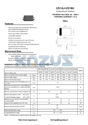 US1DJ datasheet - Surface Mount Rectifiers