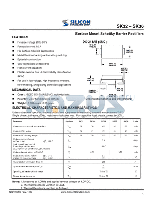 SK32 datasheet - Surface Mount Schottky Barrier Rectifiers